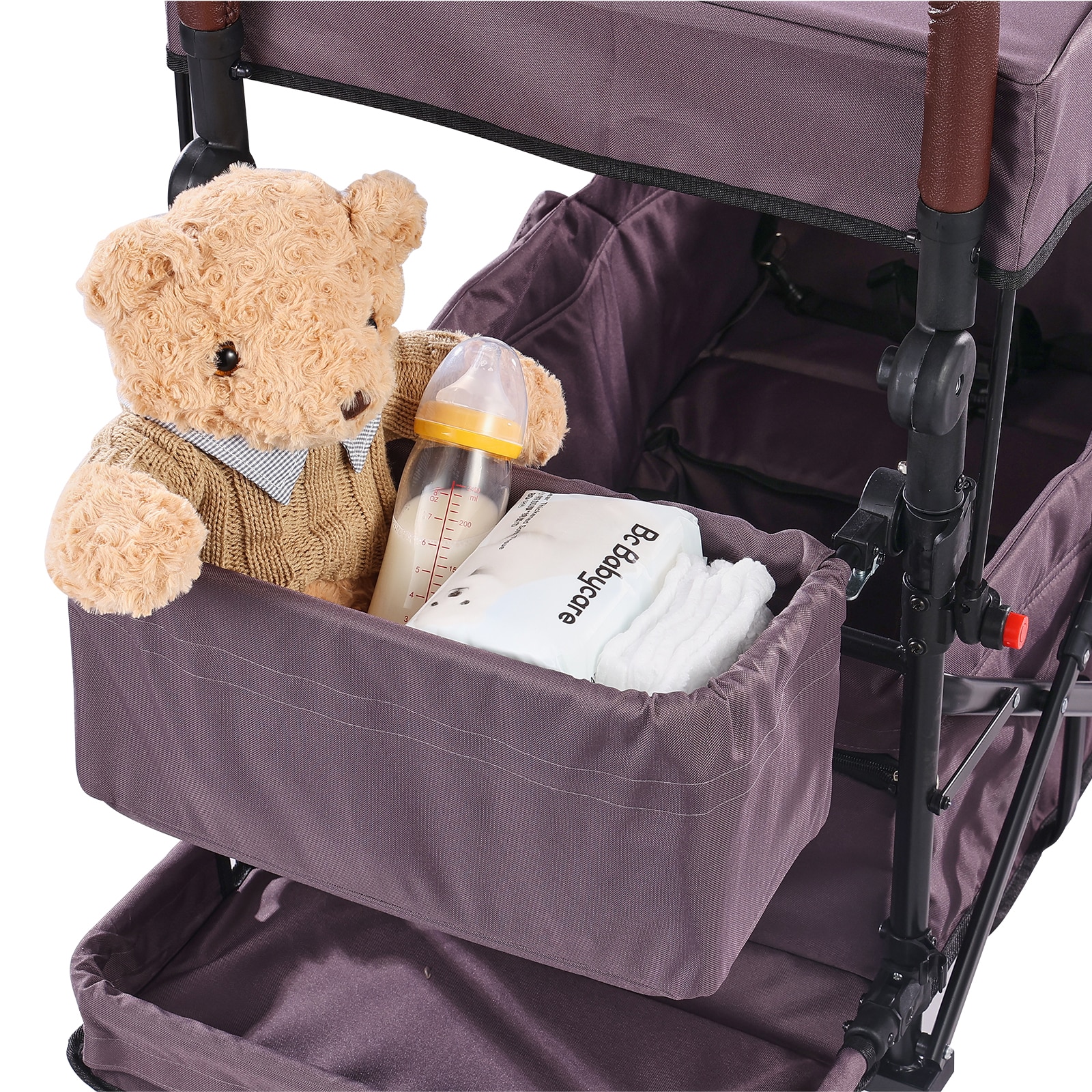 Folding Wagon Stroller For 2 Kids With Canopy And Adjustable Handle_voghion.com